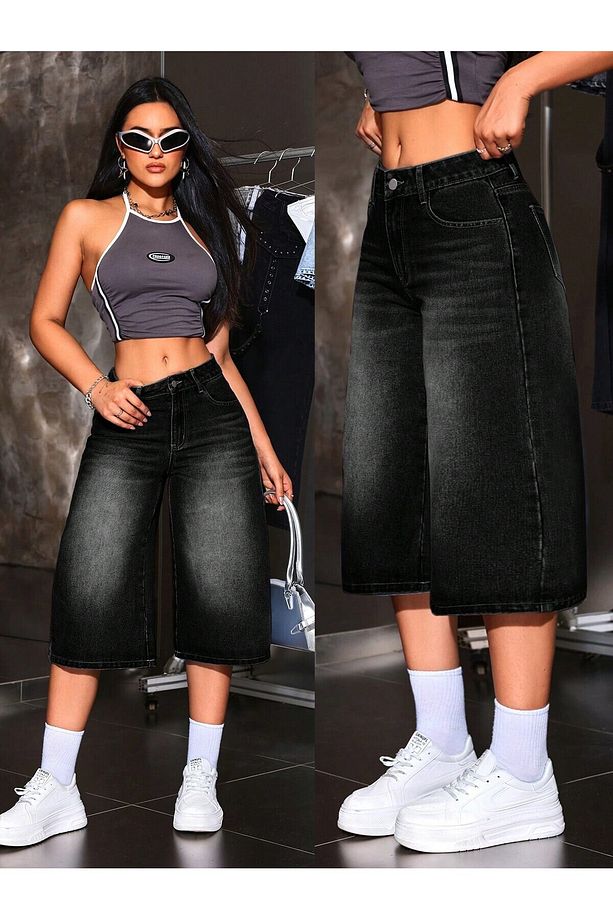 TREND Y2K BAGGY JEAN ŞORT BERMUDA - 4