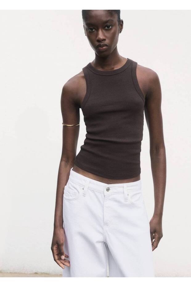 Lastik örgü pamuklu bluz - 5