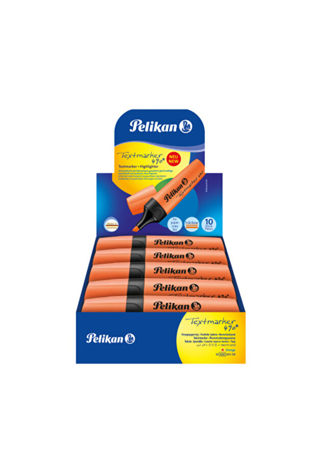 490 Highlighter 10 Pieces Box - Orange