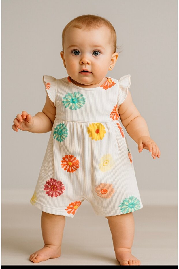 Copy - Baby Girl Ruffled Short-Legged Jumpsuit