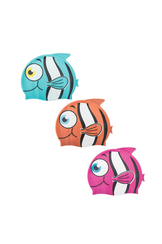 Pink Color Lil' Buddy Cute Fish Silicone Pool Sea Children's Swimming Cap 26025