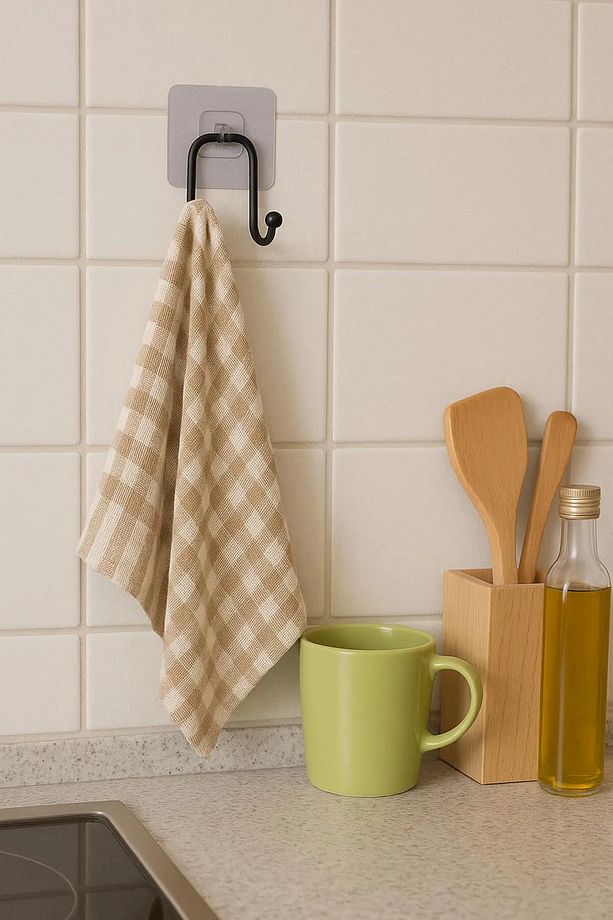 4 Adet Yapışkanlı Çift Kancalı Banyo Mutfak Askısı Metal Askılık Duvar Askı Organizer - 2