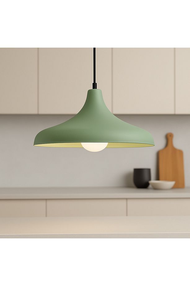 Aura Metal Tekli Yeşil Sarkıt Avize Retro Rustik Model Modern Endüstriyel Mufak Hol Cafe Salon Avize - 3