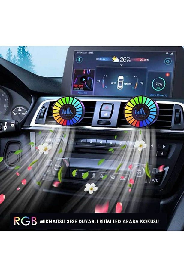 Rgb Sese Duyarlı Ritim Animasyonlu Müzik Ekolayzer 22 Ledli Şarjlı Kokulu Led Disk - 6