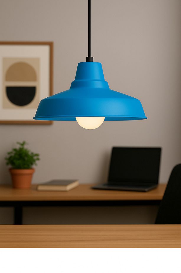 Lunora Metal Tekli Mavi Sarkıt Avize Retro Model Modern Endüstriyel Mufak Hol Cafe Salon Avize - 2
