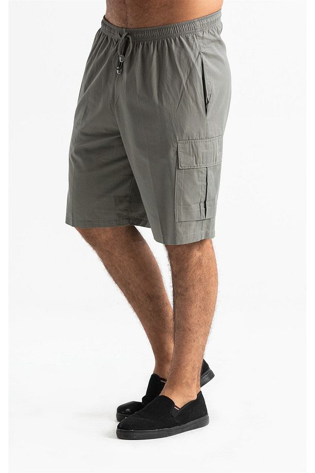 Gabardin Lastikli Erkek Şort Haki Hk - 4