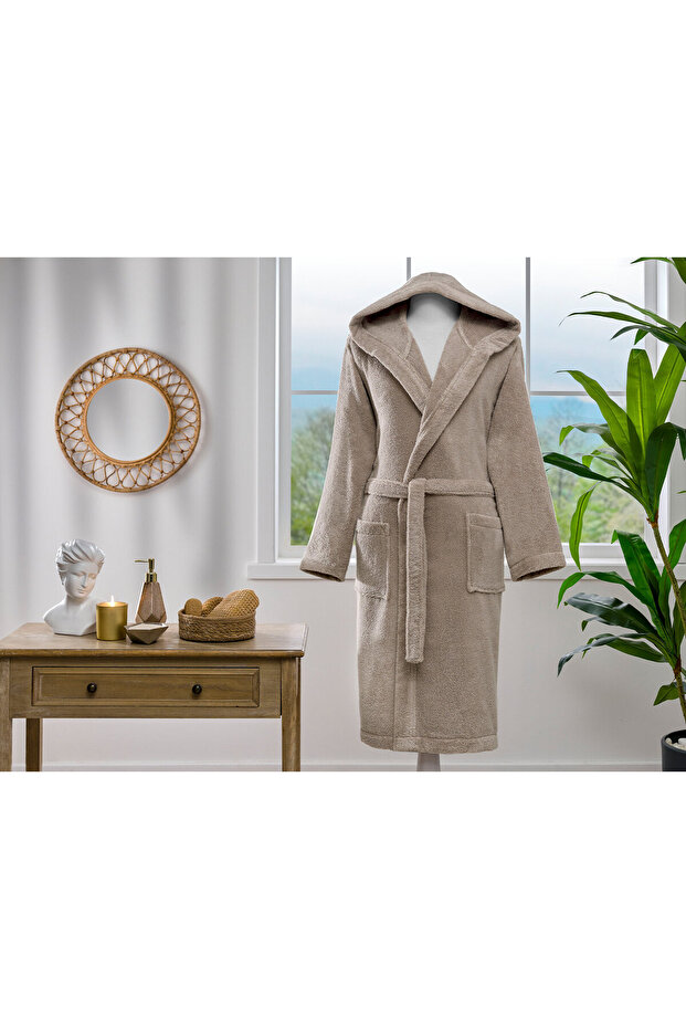 Woven Kapüşonlu Bornoz - 3