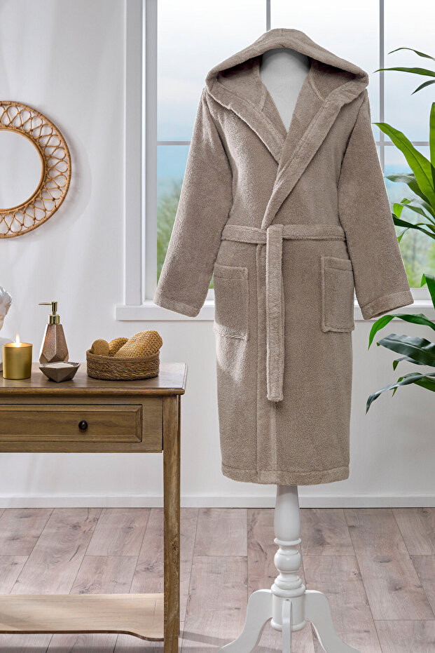 Woven Kapüşonlu Bornoz - 1