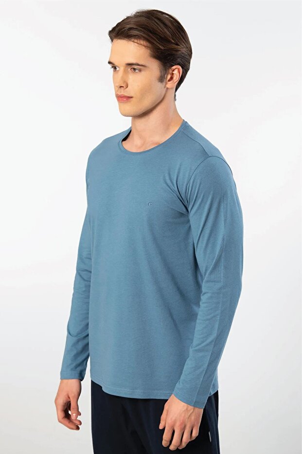 Men's 50% Modal, 50% Cotton Crew Neck Long Sleeve T-Shirt