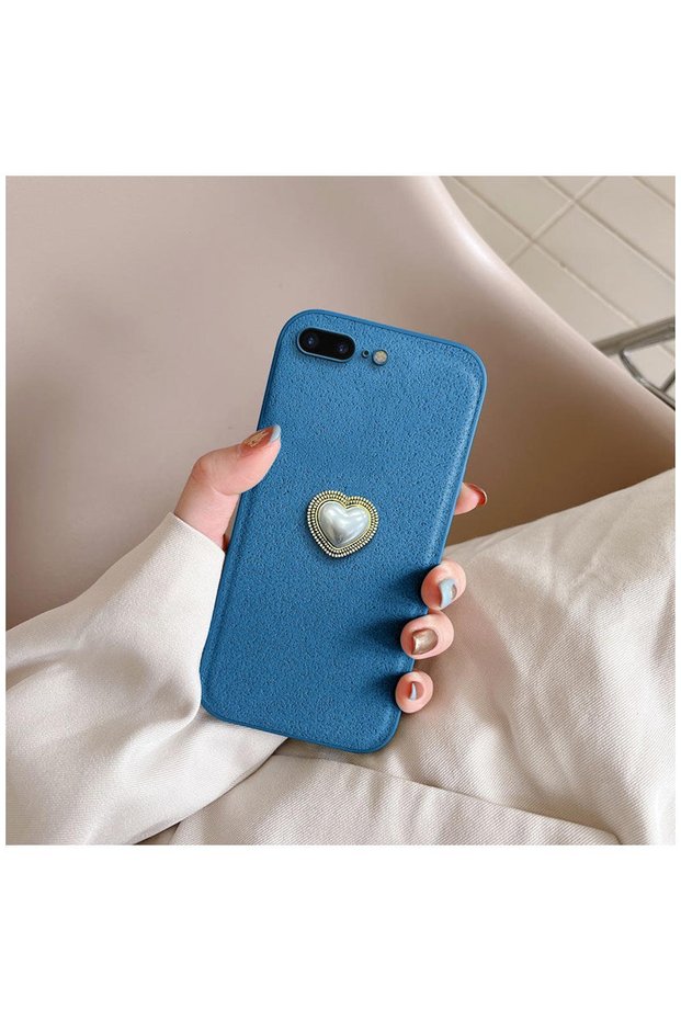Apple iPhone 7 Plus Compatible Case Heart Vel Silicone Case Light Blue