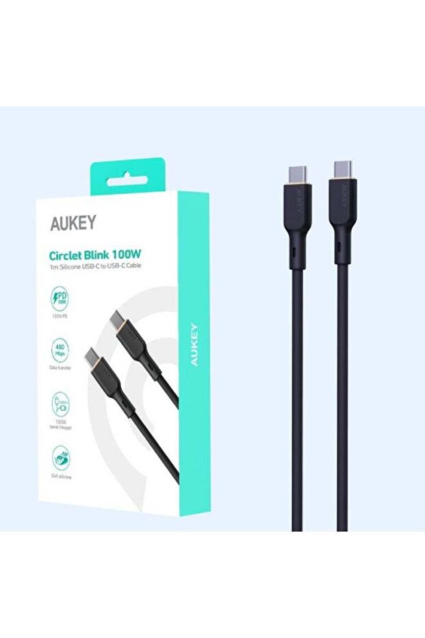 كابل USB-C إلى USB-C من السيليكون PD بقوة 100 وات بطول 1 متر SCC101 أسود