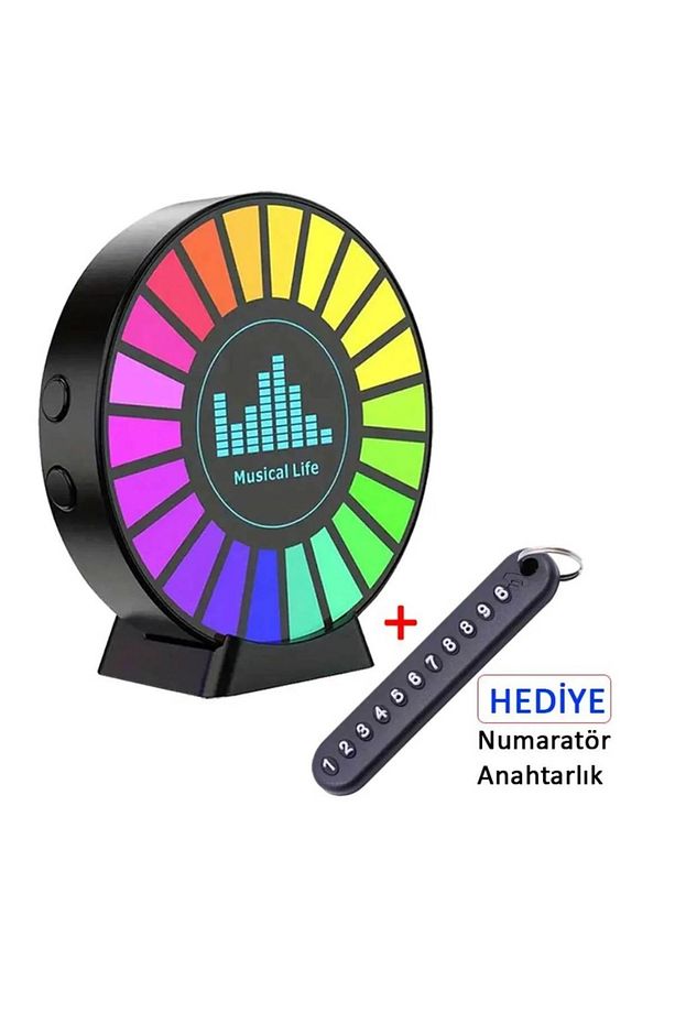 Rgb Sese Duyarlı Ritim Animasyonlu Müzik Ekolayzer 22 Ledli Şarjlı Kokulu Led Disk - 1