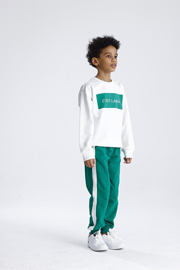 طقم بدلة رياضية مطبوعة بخط واحد - 2