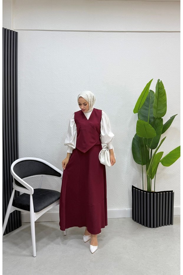Side Tie Vest Skirt Suit 2502
