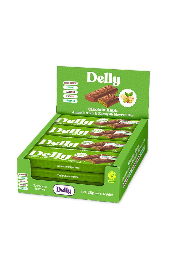 12 Adet Çikolata Kaplı - Antep Fıstıklı & Kadayıflı Meyveli Bar 35g - 3