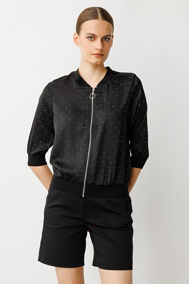 Ribanalı Taşlı Ceket - 1