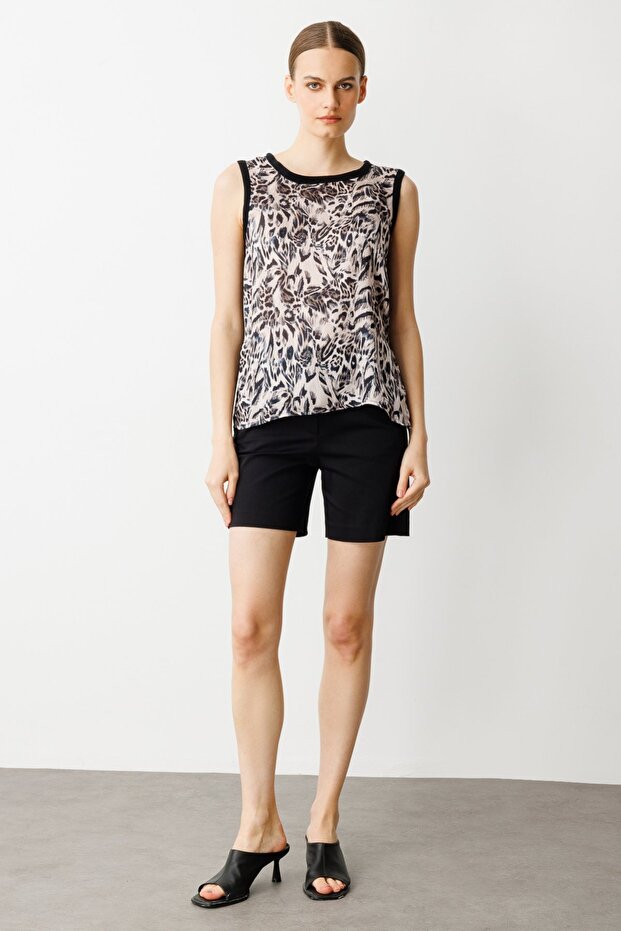 بلوزة بدون أكمام بنقشة الفهد من الأمام - 3