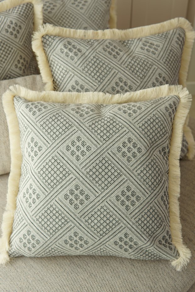 2 Pieces of Natural Cotton Traditional Buldan Woven Throw Pillow Case - 42*42 cm - Gray