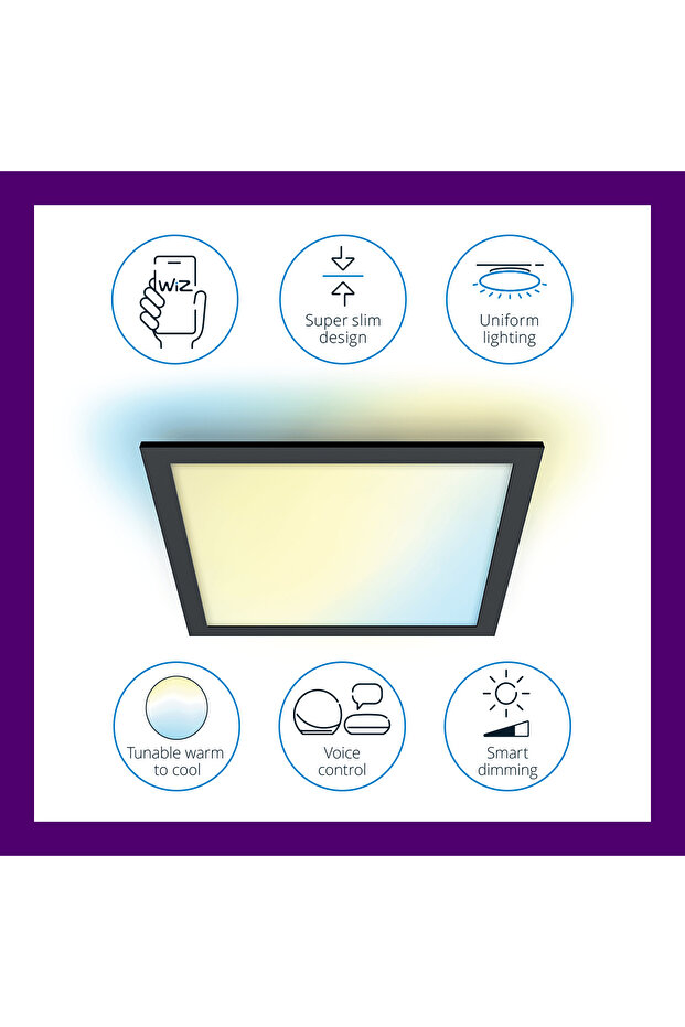 Siyah Akıllı Sıva Üstü Sarı-beyaz Gün Işığı Kare Panel Tavan Armatürü 36w - 3