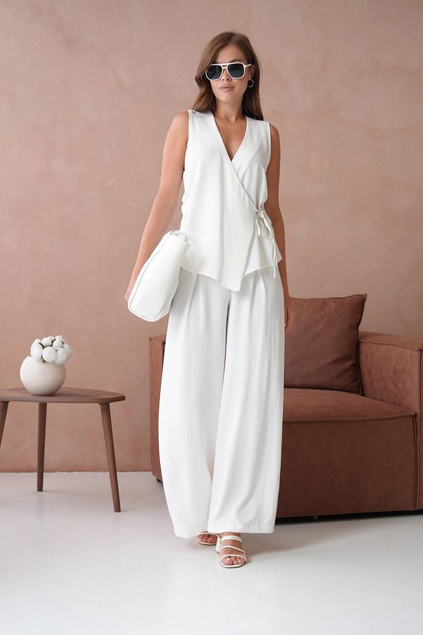 Bluz Pantolon İkili Keten Takım - 5