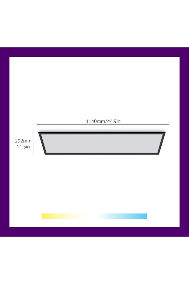 Siyah Akıllı Sıva Üstü Sarı-Beyaz Ambiyans Dikdörtgen Panel Tavan Armatürü 36W - 2