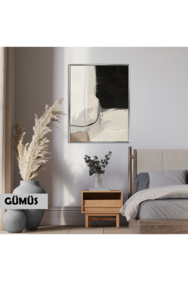 Amazing | Abstract | Gray Ecru Tones Patterned Model 01 | Framed Tempered Glass Table Single Vertical