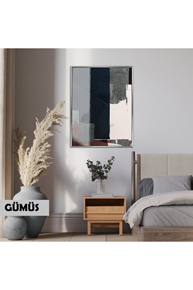 Amazing | Abstract | 02 Cream Black Pattern | Framed Tempered Glass Table Single Vertical