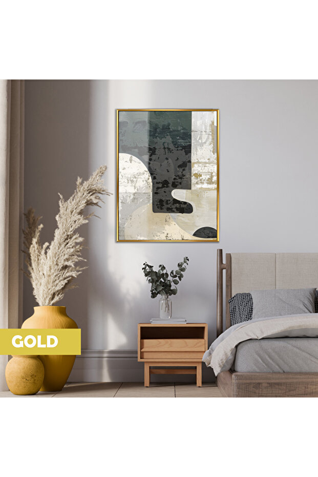 Amazing | Abstract | Gray Black Tones Patterned Model | Framed Tempered Glass Table Single Vertical