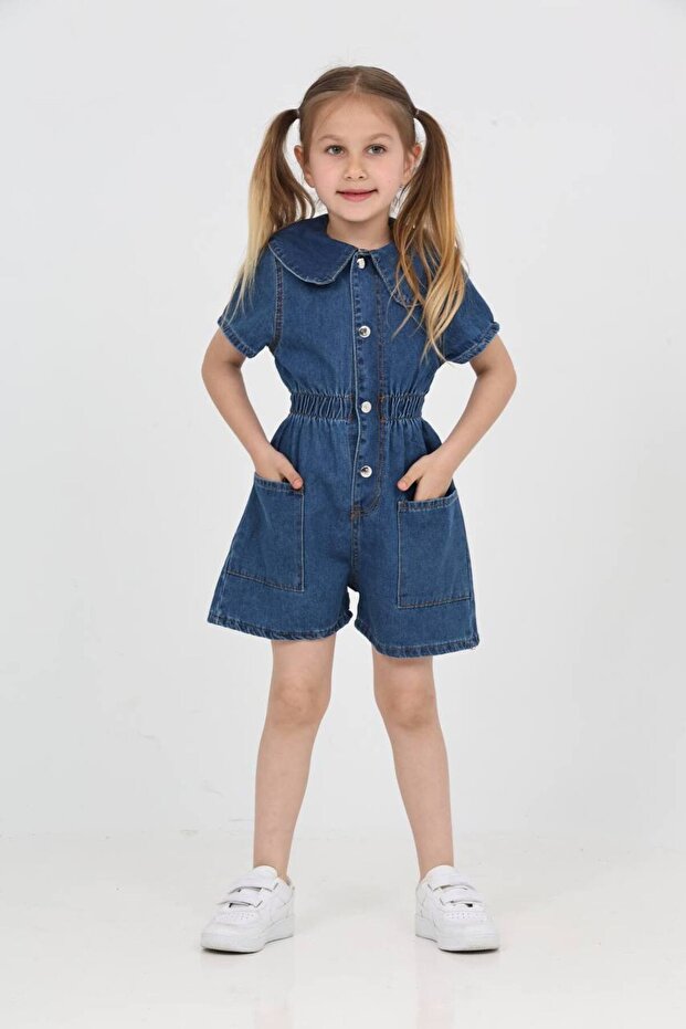 Girl's Short Denim Overalls