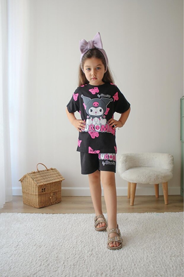 Girl's Summer Kuromi Shorts Bottom Top Set