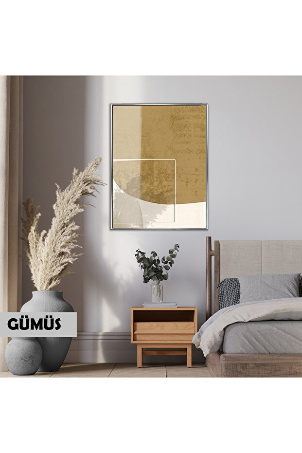Amazing | Abstract | Stone Color Cream Abstract | Framed Tempered Glass Table Single Vertical