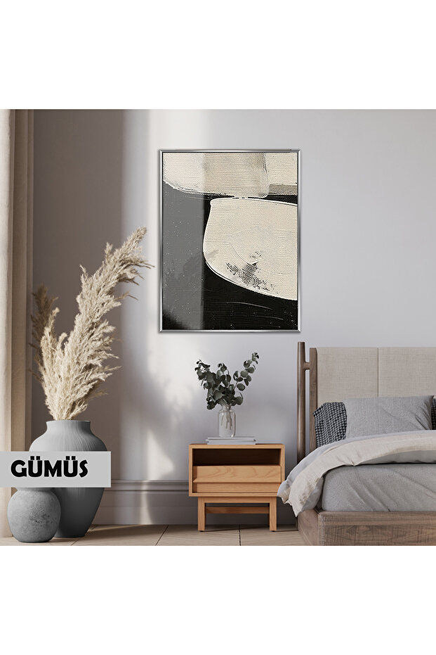 Amazing | Abstract | Gray Black Tones Patterned Model 02 | Framed Tempered Glass Table Single Vertical