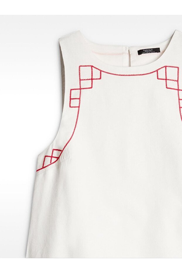 Nakışlı Kısa Elbise - 7