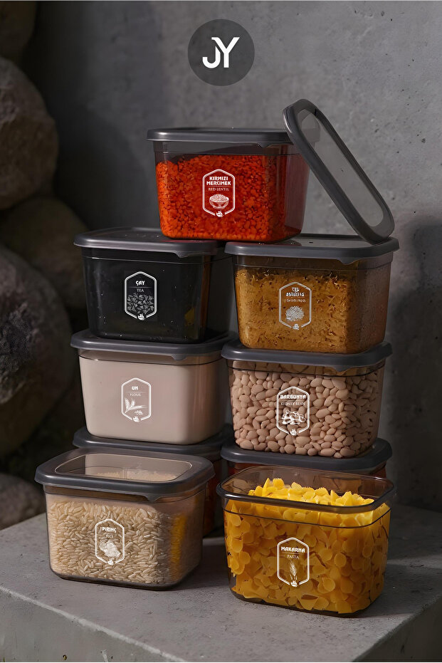 Set of 9 1300 ml Moly Rectangular Storage Containers – with Labels, Lids and Suitable for Multiple Uses - 1