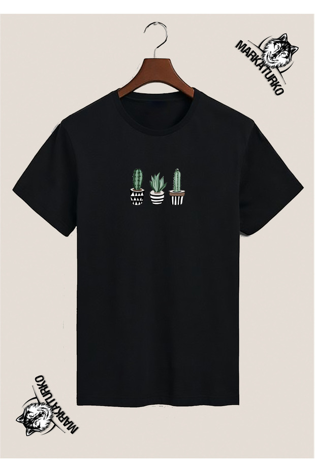 Cactus Special Design Printed Black Tshirt 9503-11