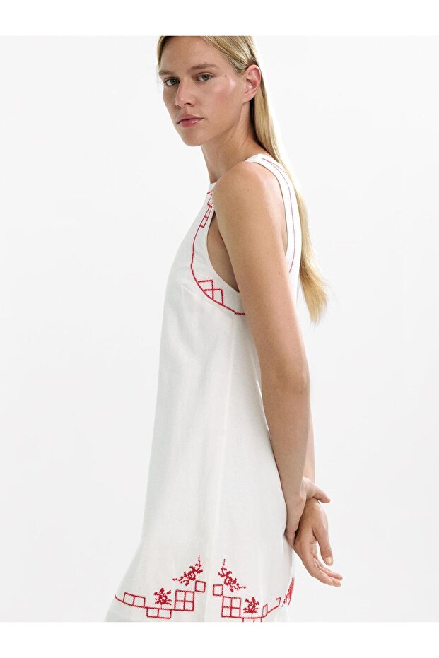 Nakışlı Kısa Elbise - 3