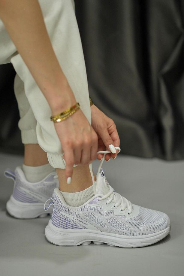 Kadın Beyaz Lila Sneaker Günlük Rahat Spor Ayakkabı 043 - 3