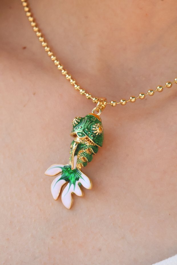 Women's Steel Non-Tarnish Koi Fish Play Necklace
