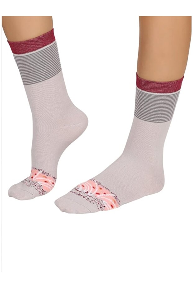 Tekli Pamuklu Donut Çorap - 4