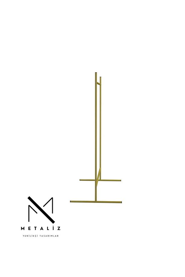 Nokta Dikdörtgen Gold Konfeksiyon Askısı Ayaklı Askılık Elbise Askılığı - 3