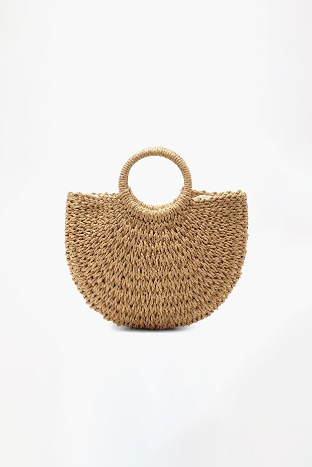 Hand Knitted Mini Straw Bag - Summer Beach and Daily Rattan Bag with Shoulder Strap