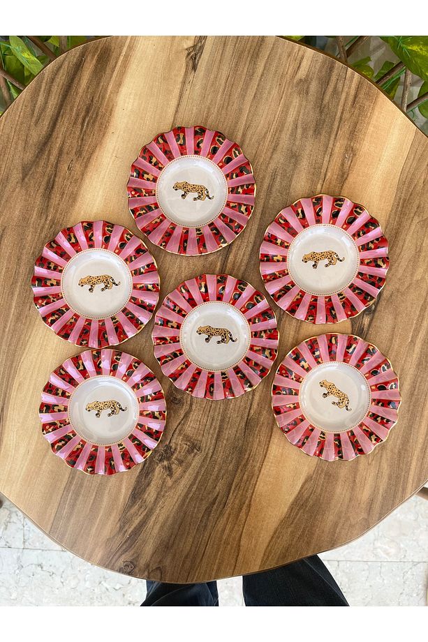 Pembe leopar çay tabağı - 1