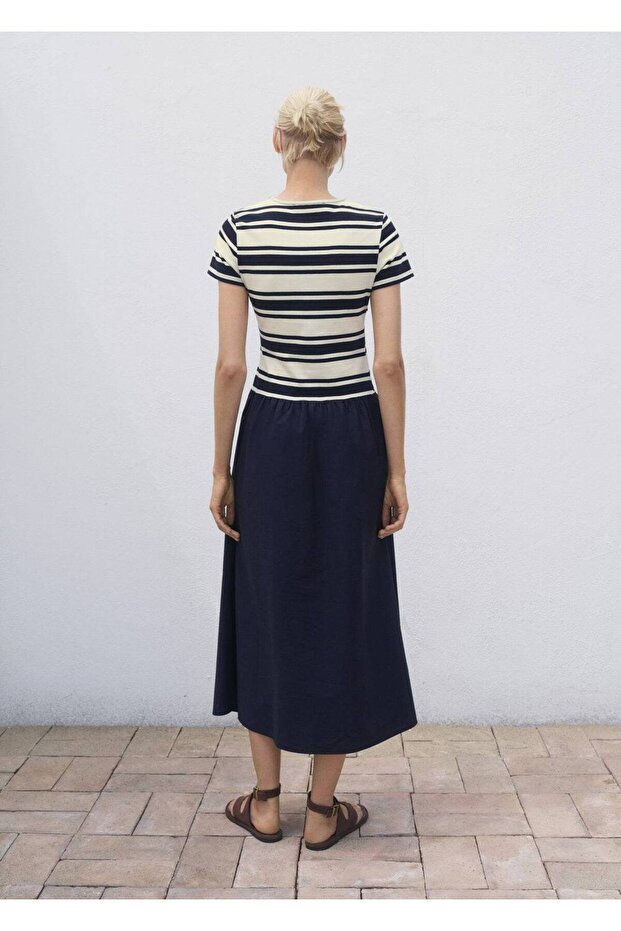 Karma çizgili elbise - 4