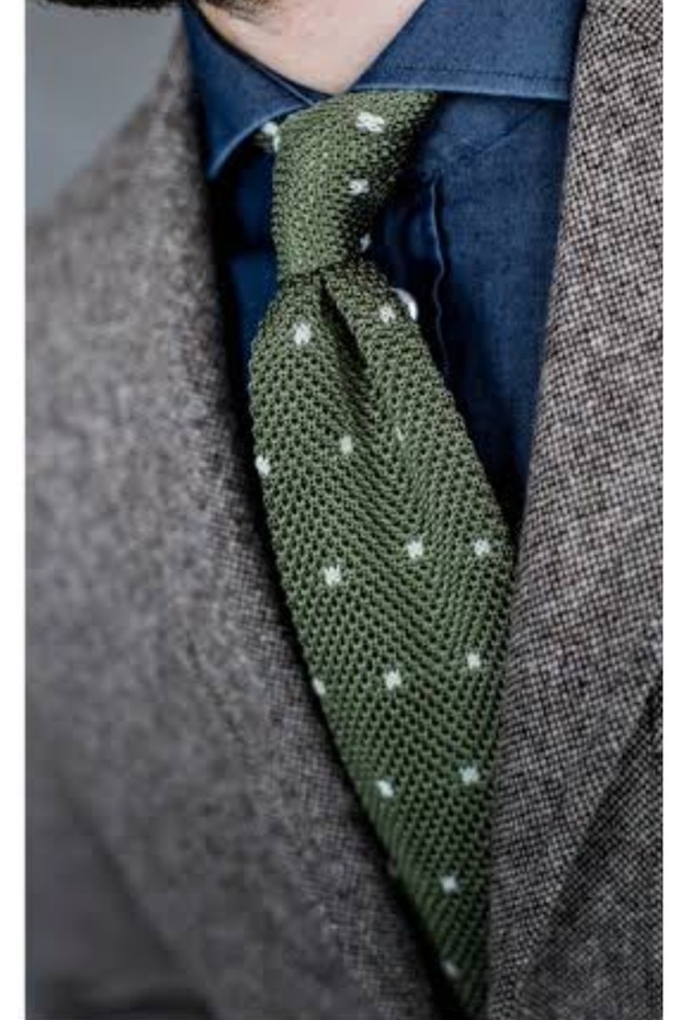 erkek puantiyeli örgü kravat - 2