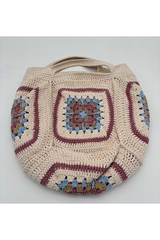 El örgüsü motif çanta/Astarlı/İç cep fermuarlı/Çıt çıt detaylı (34x35cm) - 2
