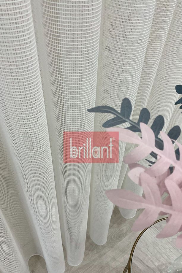 Brillant Lumıra Mikro File Mutfak, Oturma odası, Ofis ve Büro Modern Tül Perde 1/3 Sık Pile - Ekru - 4