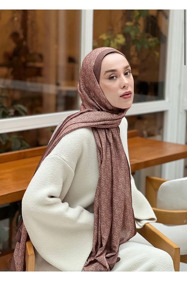 MK desen kahverengi pamuk Soft şal - 3