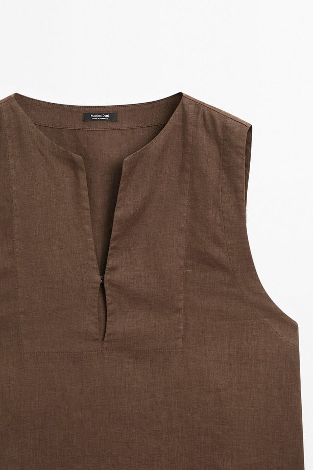 Blouse with seam detail, 100% linen - 6
