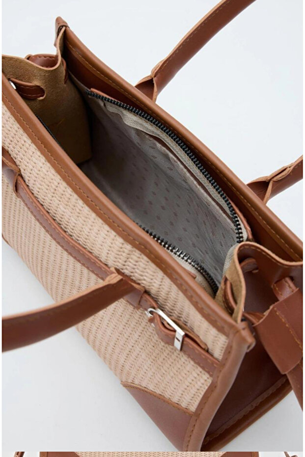 Deri hasır baskılı el çantası - 3