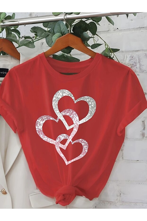 Triple Heart Special Design Printed Women's T-shirt